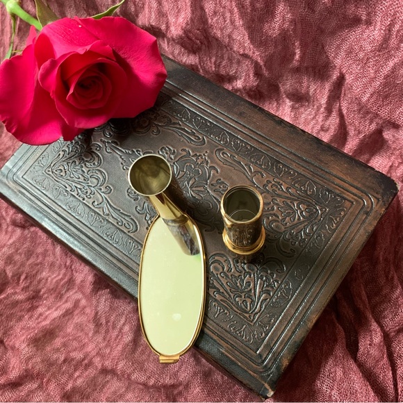 Vintage Mid Century Diamond Studded Lip view Lipstick Mirror and Holder - Picture 5 of 6